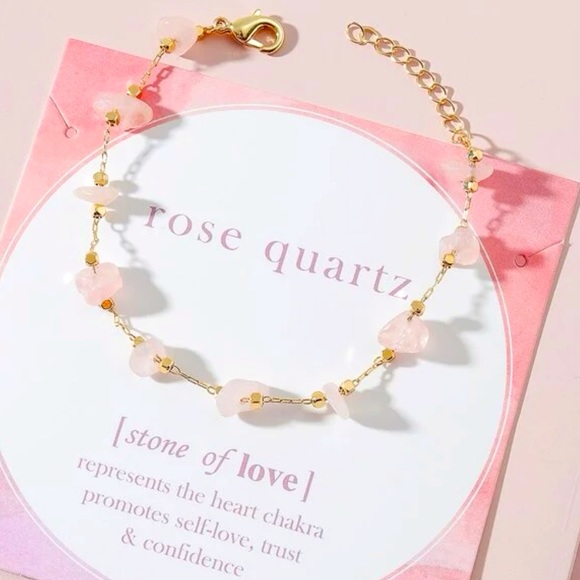Rose Quartz Gold Bracelet - Picture 1 of 4
